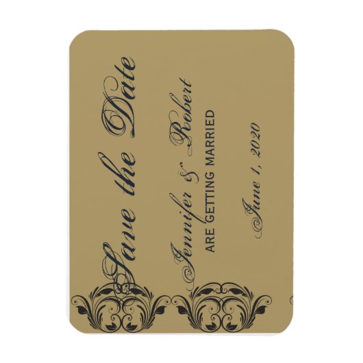 Navy und Gold Masquerade Save the Date Magnet (Vertikal)
