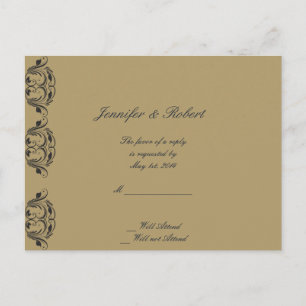Navy und Gold Masquerade Wedding RSVP Postcard Einladungspostkarte
