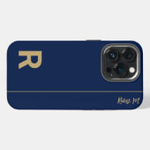 Navy- und Gold-Minimal-Moderne-Initialen-Monogramm iPhone Hülle (Rückseite (Horizontal))