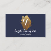 Navy und Gold Monogram Business Card Visitenkarte (Vorderseite)