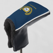 Navy und Gold Monogram Logo Wappen Golf Headcover (3/4 Vorderseite)