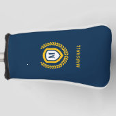 Navy und Gold Monogram Logo Wappen Golf Headcover (Vorderseite)