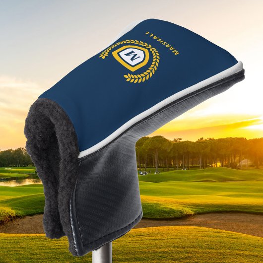 Navy und Gold Monogram Logo Wappen Golf Headcover