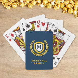 Navy und Gold Monogram Logo Wappen Spielkarten