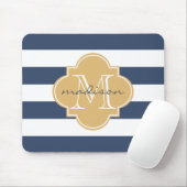 Navy und Gold Nautic Stripes Custom Monogram Mousepad (Mit Mouse)