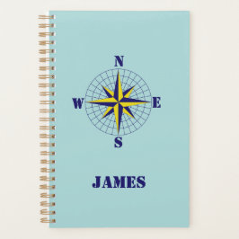 Navy und Gold Nautical Compass Rose Travel Planer