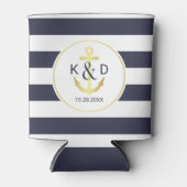 Navy und Gold Nautical Wedding Dosenkühler (Vorderseite)