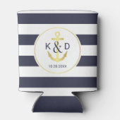 Navy und Gold Nautical Wedding Dosenkühler (Rückseite)