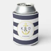 Navy und Gold Nautical Wedding Dosenkühler (Kanne Rückseite)