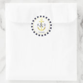 Navy und Gold Nautical Wedding Runder Aufkleber (Tasche)