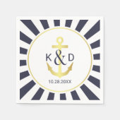 Navy und Gold Nautical Wedding Serviette (Vorderseite)