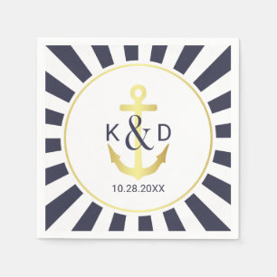 Navy und Gold Nautical Wedding Serviette