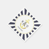 Navy und Gold Nautical Wedding Serviette (Ecke)