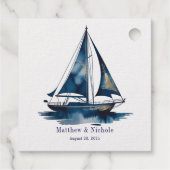 Navy und Gold Nautisches Boot Goldrahmen Hochzeit Geschenkanhänger (Rückseite)