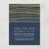 Navy und Gold Save the Date Ankündigungspostkarte (Vorderseite)