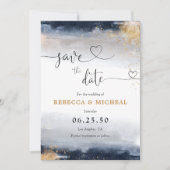 Navy und Gold Save the Date Card (Vorderseite)