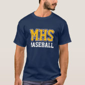 Navy und Gold Schulgeist Benutzerdefiniertes Baseb T-Shirt (Vorderseite)
