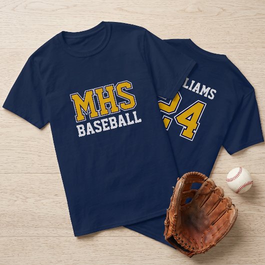 Navy und Gold Schulgeist Benutzerdefiniertes Baseb T-Shirt