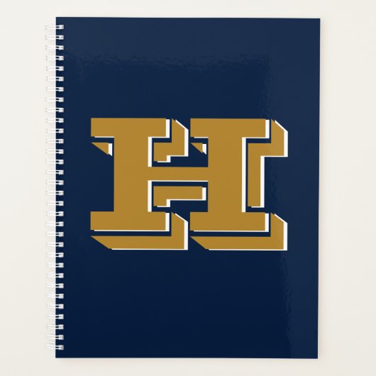 Navy- und Gold-Schulstolz-Farbstil-Monogramm Planer (Vorderseite)