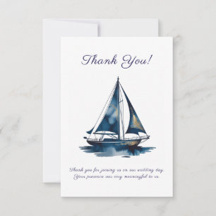 Navy- und Gold-Segelschiff - Nautische Hochzeit Dankeskarte