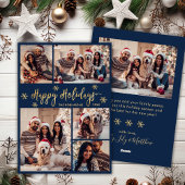 Navy und Gold Snowflake 5 Foto Collage Weihnachten