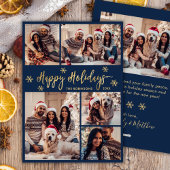 Navy und Gold Snowflake 5 Foto Collage Weihnachten