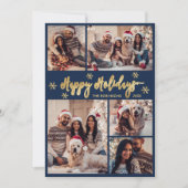 Navy und Gold Snowflake 5 Foto Collage Weihnachten (Vorderseite)