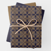 Navy und Gold Square Mandala Geschenkpapier Set (Beispiel)