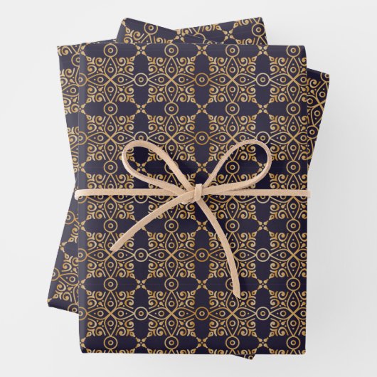 Navy und Gold Square Mandala Geschenkpapier Set (Beispiel)