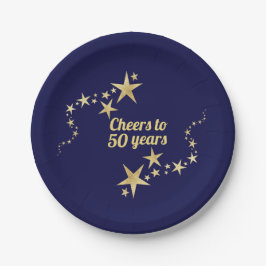 Navy und Gold Stars jubeln bis 50 Jahre Geburtstag Pappteller