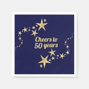 Navy und Gold Stars jubeln bis 50 Jahre Geburtstag Serviette