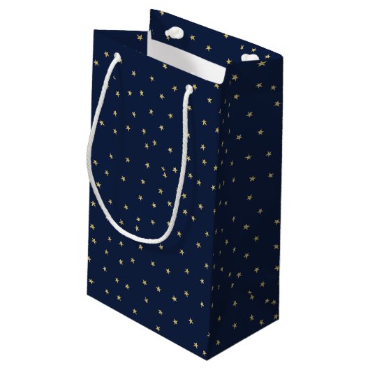 Navy- und Gold-Stars Kleine Geschenktüte (Rückseite Schrägansicht)