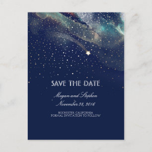 Navy und Gold Sternschnuppe Nacht Save The Date Ankündigungspostkarte