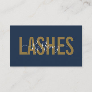 Navy- und Gold-Typografie-Lashes Visitenkarte