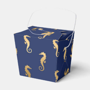 Navy- und Gold-vintage-nautisches Seepferdchen Geschenkschachtel