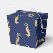 Navy und Gold Vintages nautisches Seepferd Geschenkschachtel (Rückseite)