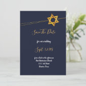 Navy und Golden Star von David Save the Date Einladung (Stehend Vorderseite)