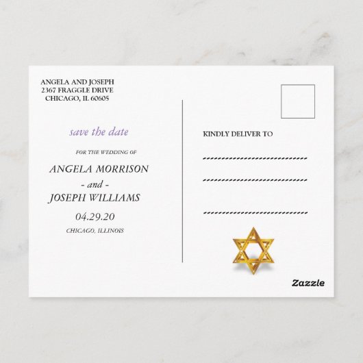 Navy und Golden Star von David Save the Date Postkarte (Rückseite)