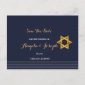 Navy und Golden Star von David Save the Date Postkarte (Vorderseite)