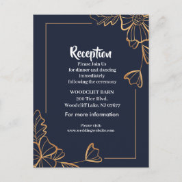 Navy und goldene Blüten Ankündigungspostkarte