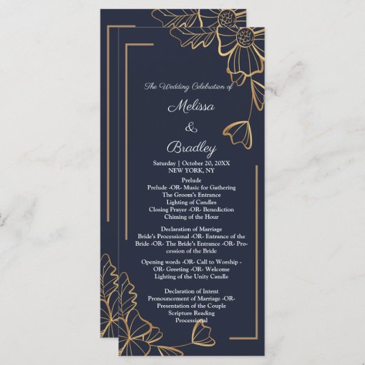 Navy und goldene Blüten Programm (Vorne/Hinten)