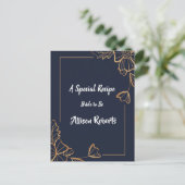 Navy- und goldene florale Brautparty Postkarte (Stehend Vorderseite)