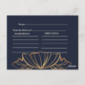 Navy- und goldene florale Brautparty Postkarte (Rückseite)