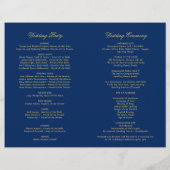 Navy- und Goldfarbene Weltkarten-Hochzeitsprogramm (Rückseite)