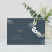Navy und Goldfolie über den Mond danke Karte (Stehend Vorderseite)