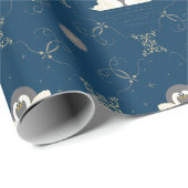 Navy und Goldschwänze in Liebe Quatrefoliengeschen Geschenkpapier (Rolleneckpunkt)