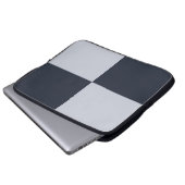 Navy und Grau-Rechtecke Laptopschutzhülle (Vorne Knopf)