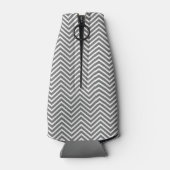 Navy und Graues Zickzack Muster Custom Monogram Flaschenkühler (Rückseite)