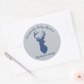 Navy und Gray Deer Head Baby Shower Sticker (Umschlag)