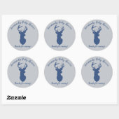 Navy und Gray Deer Head Baby Shower Sticker (Blatt)